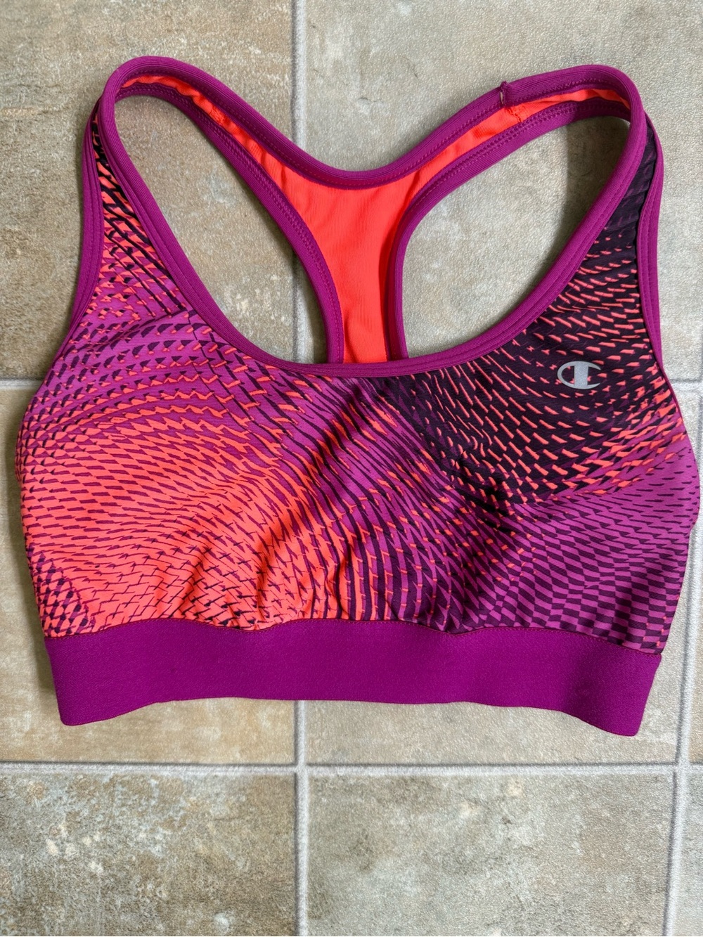 Champion Women's Pink & Orange Racerback Sports Bra Size Medium